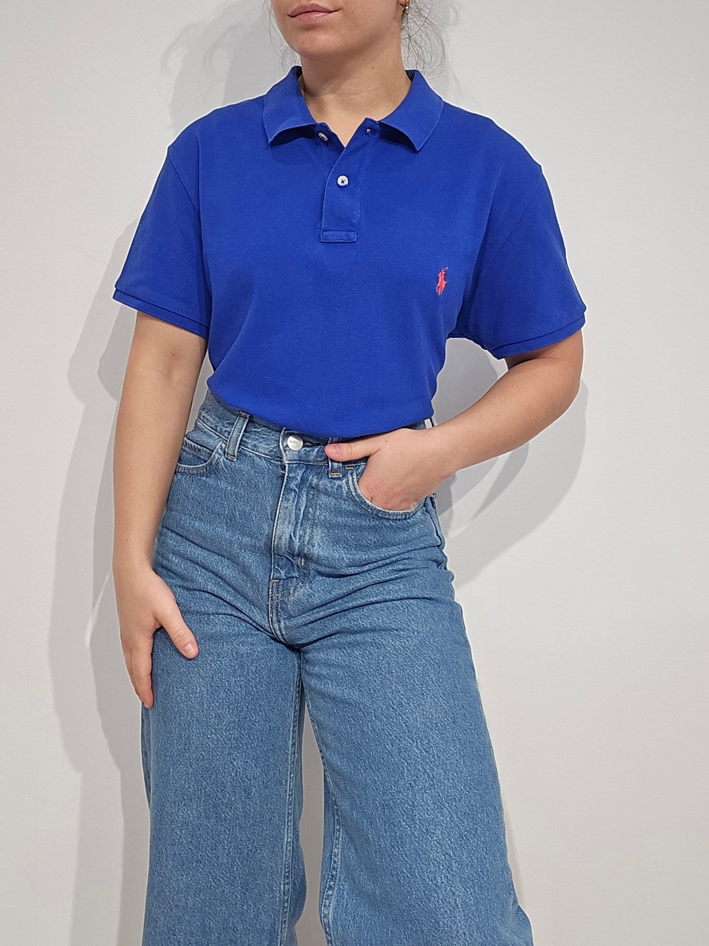 Polo classic fit en coton bleu - L