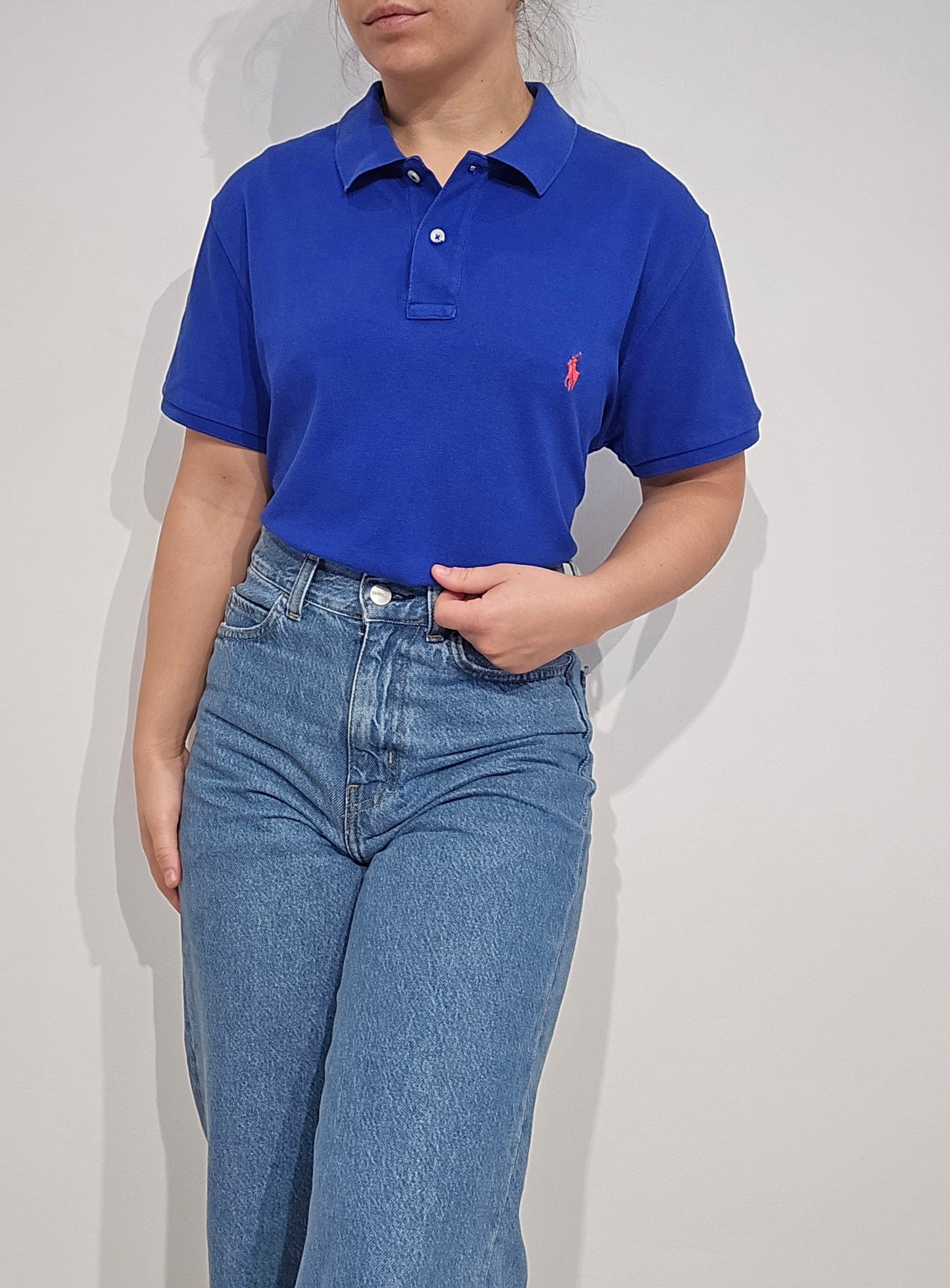Polo classic fit en coton bleu - L