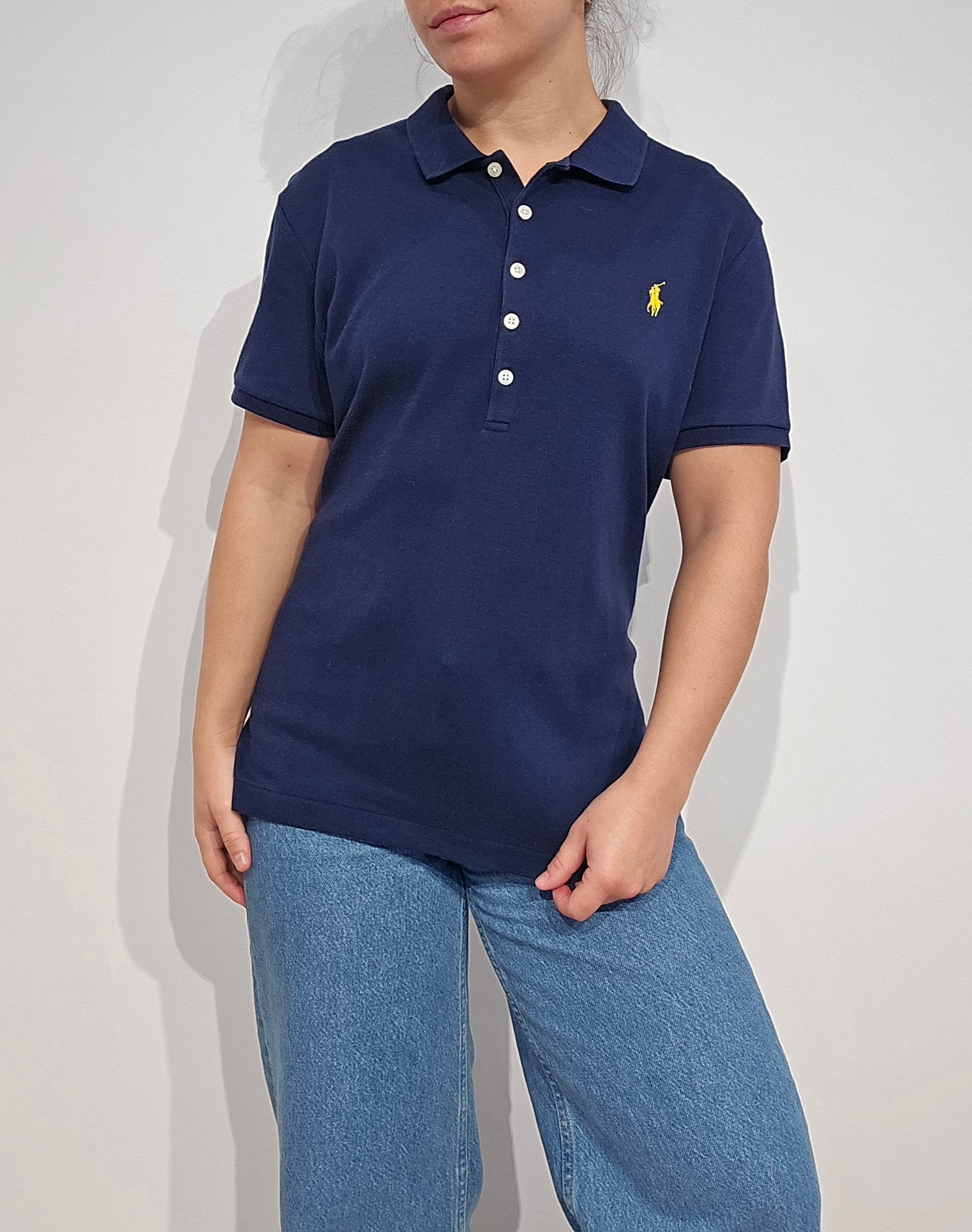Polo silm fit en coton marine - M/L