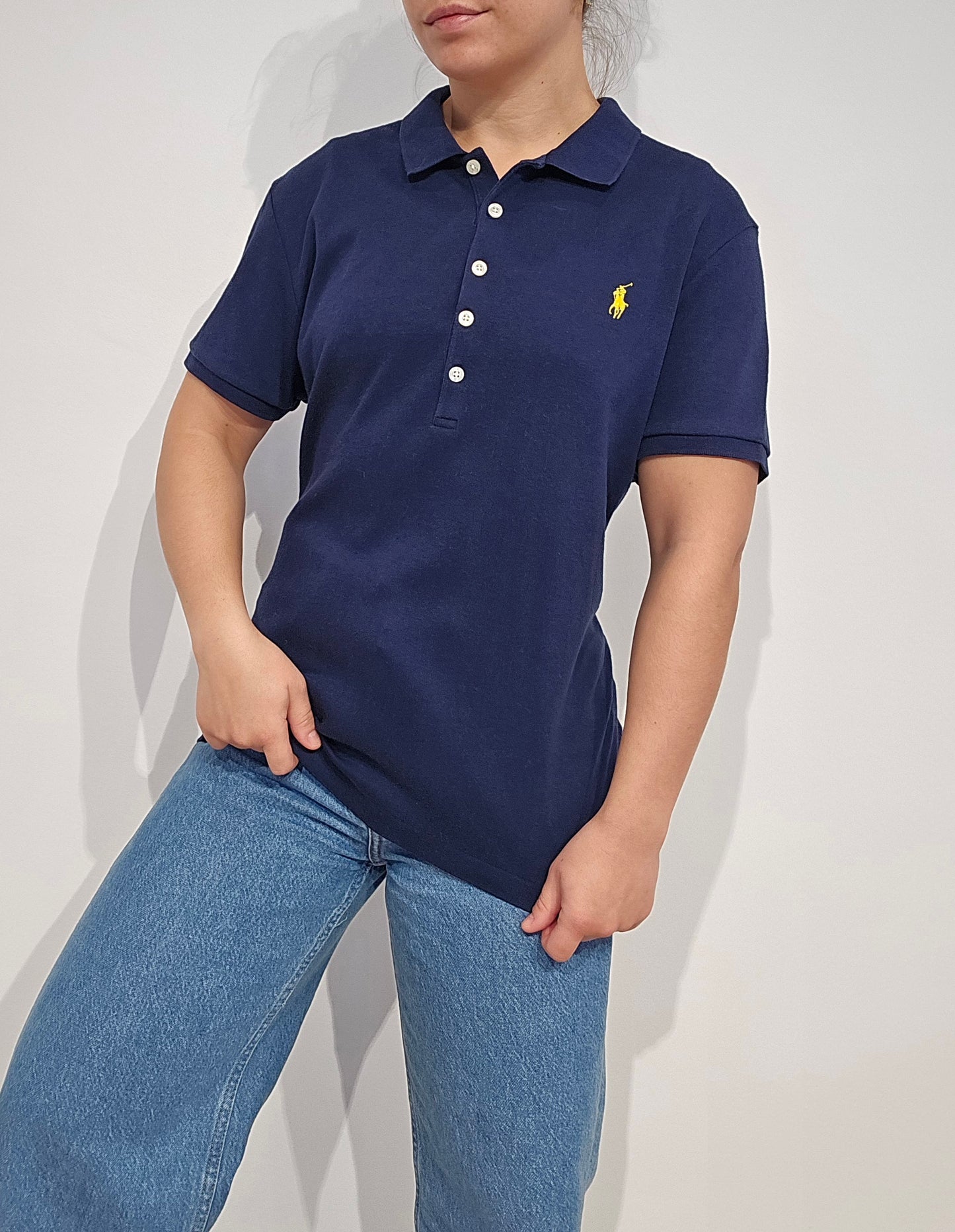 Polo silm fit en coton marine - M/L