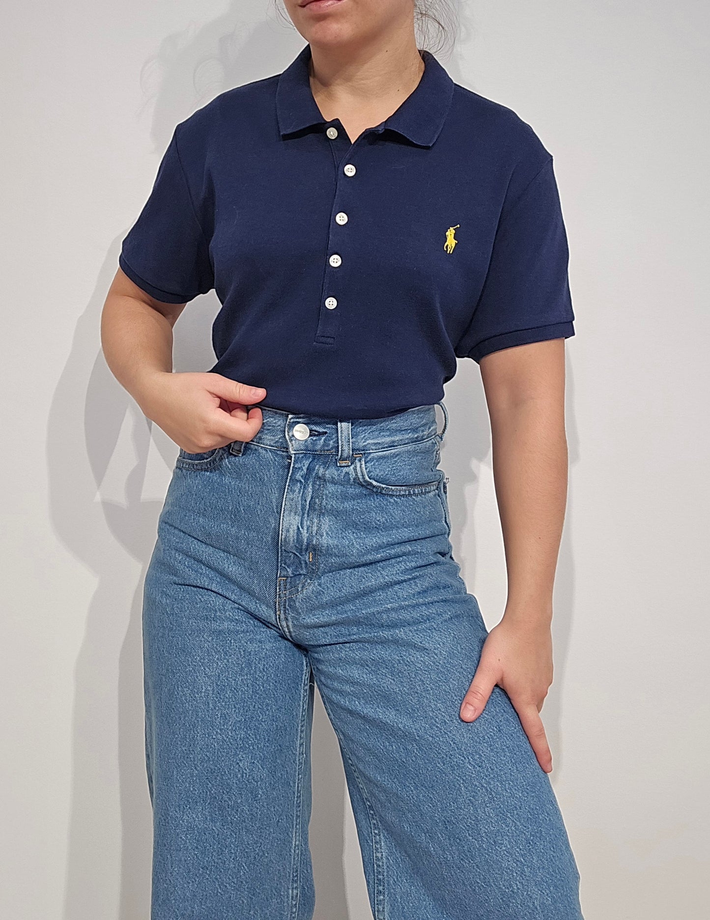 Polo silm fit en coton marine - M/L