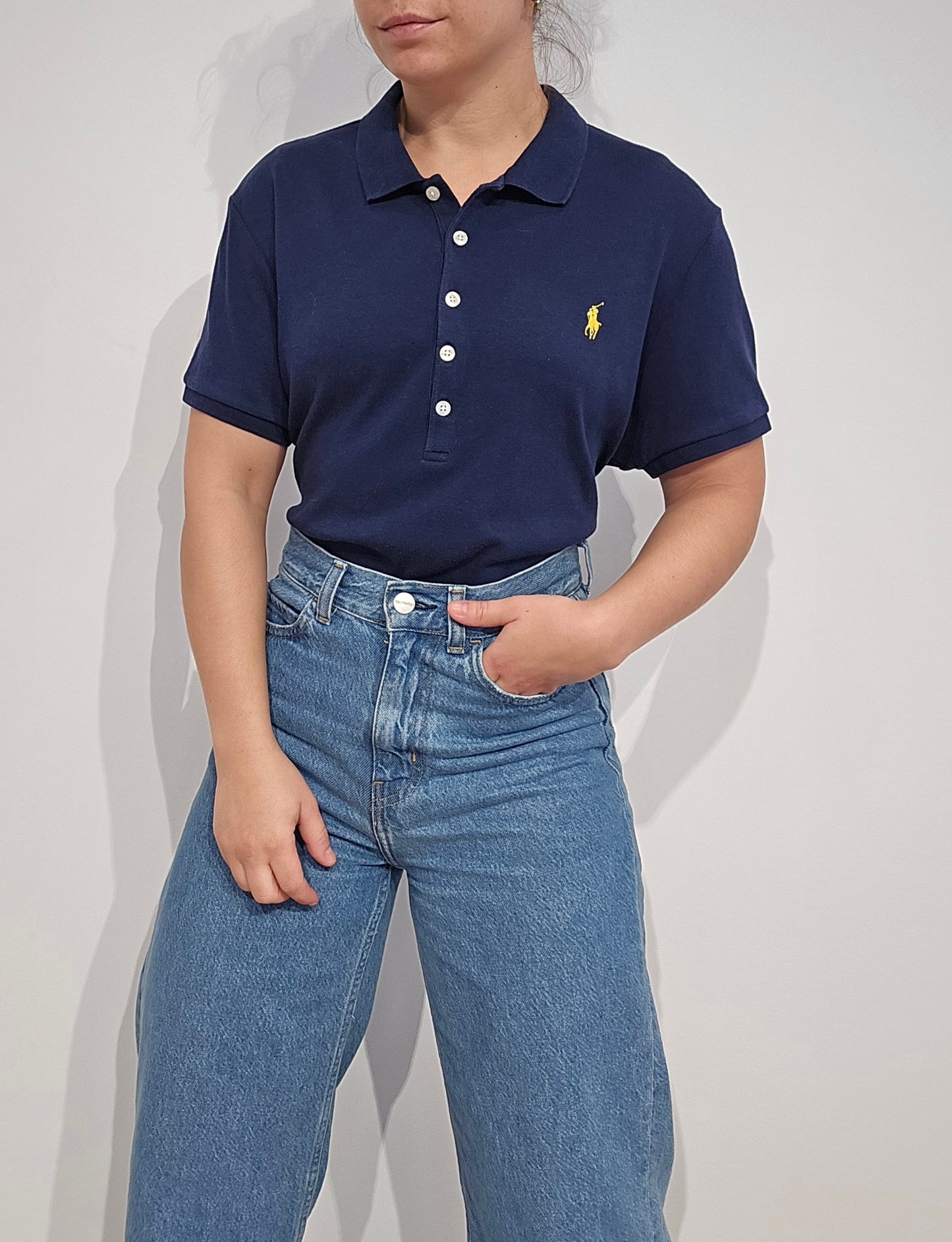 Polo silm fit en coton marine - M/L