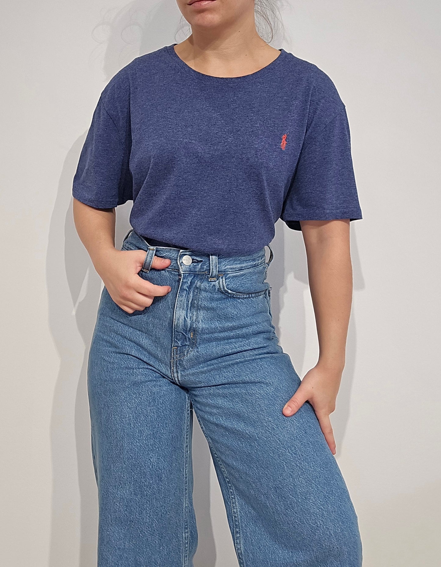 Tee-shirt custom silm fit en coton bleu - XL