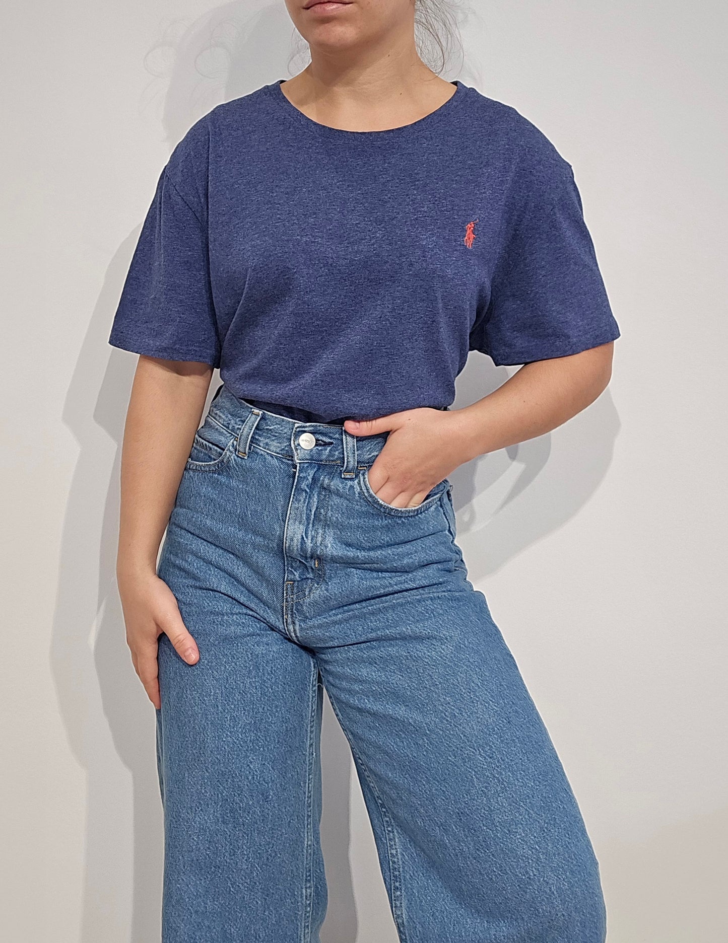 Tee-shirt custom silm fit en coton bleu - XL