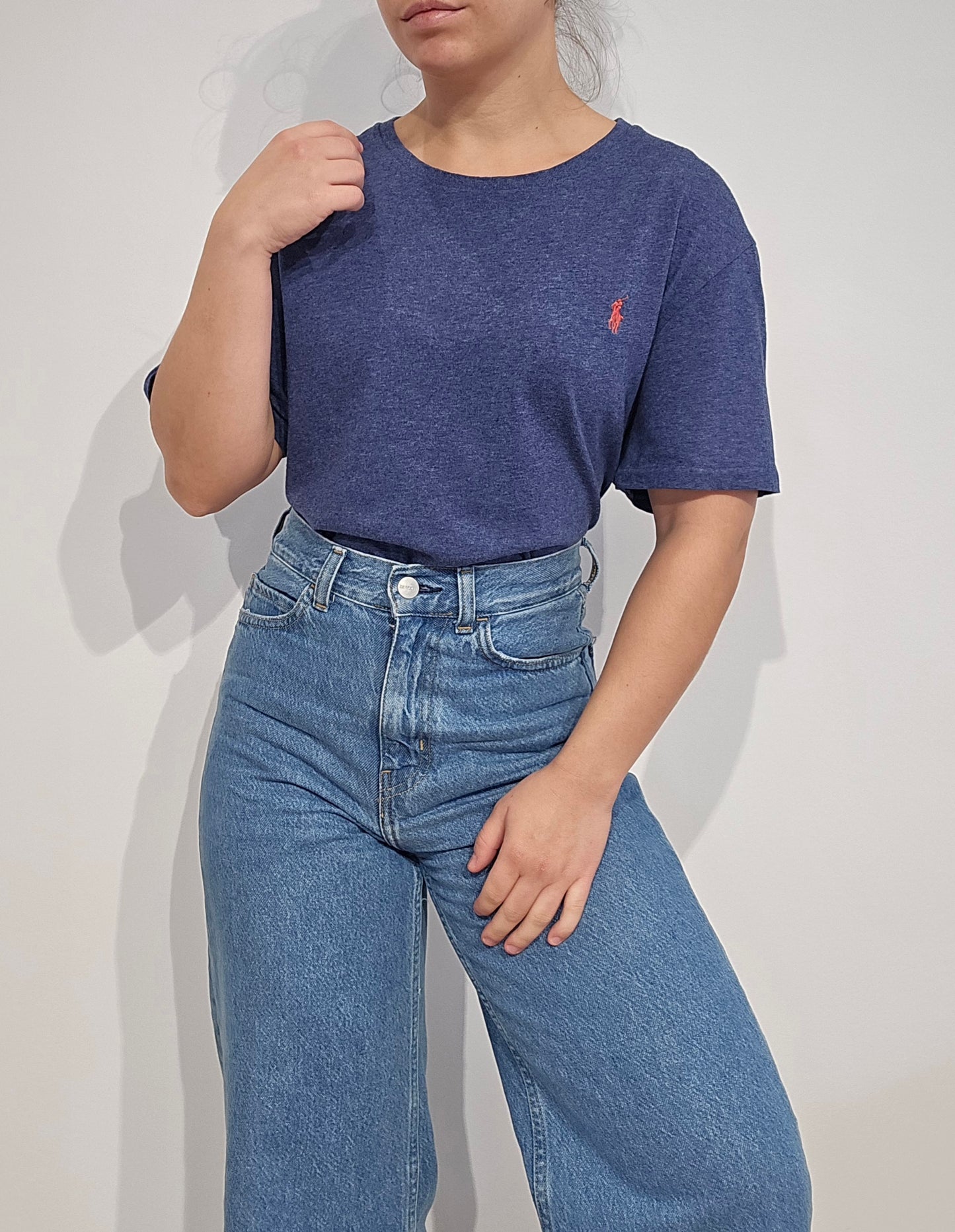 Tee-shirt custom silm fit en coton bleu - XL