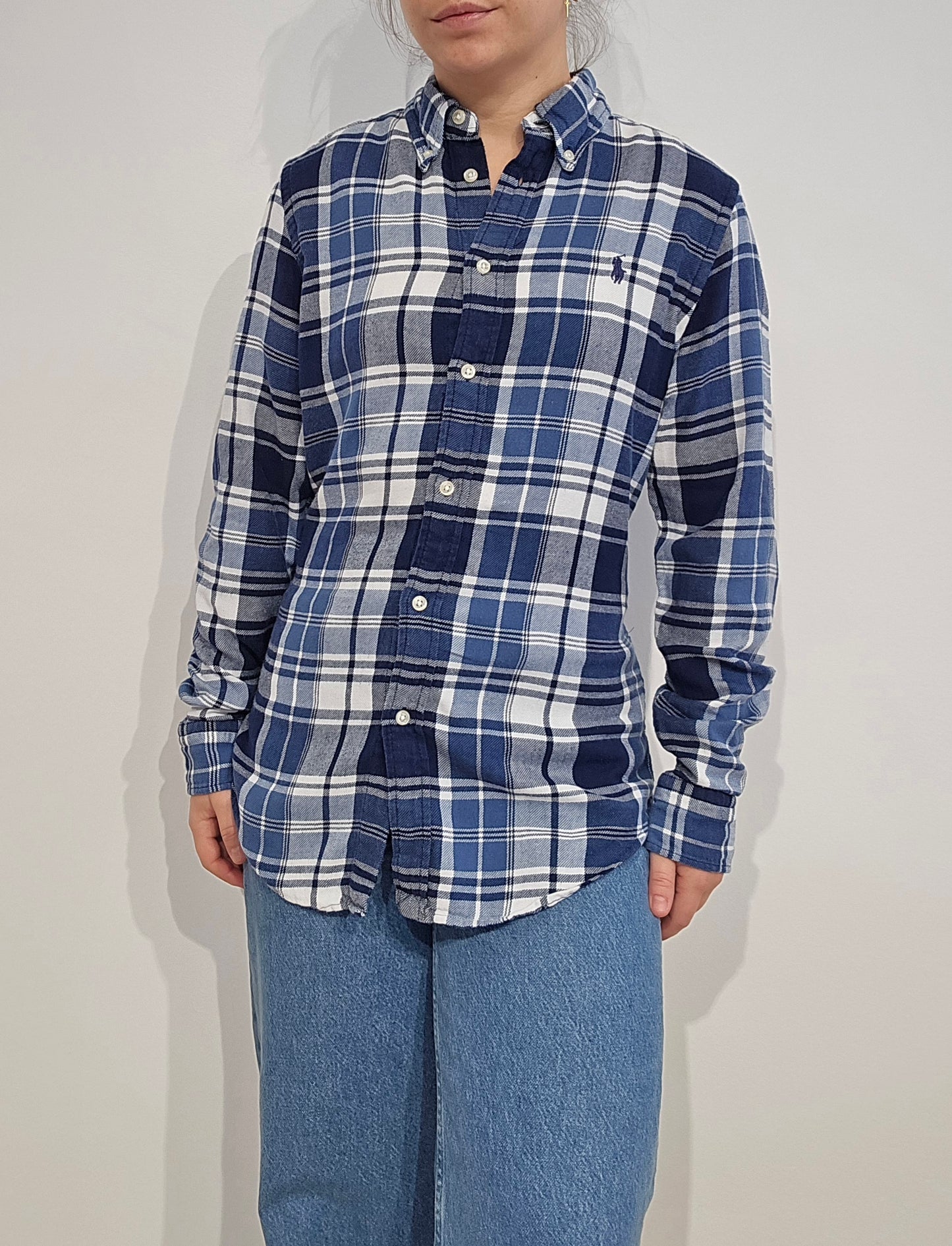 Chemise classic fit à carreaux bleu - M