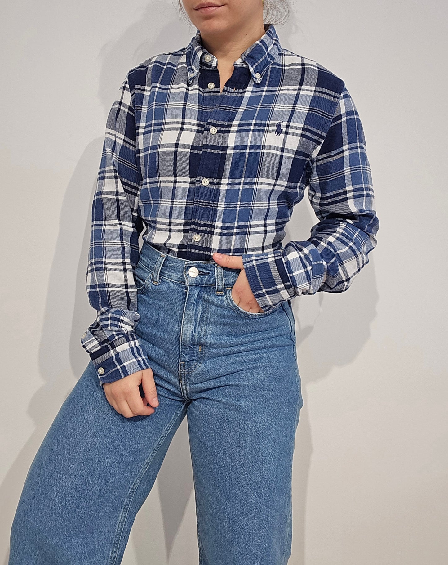 Chemise classic fit à carreaux bleu - M