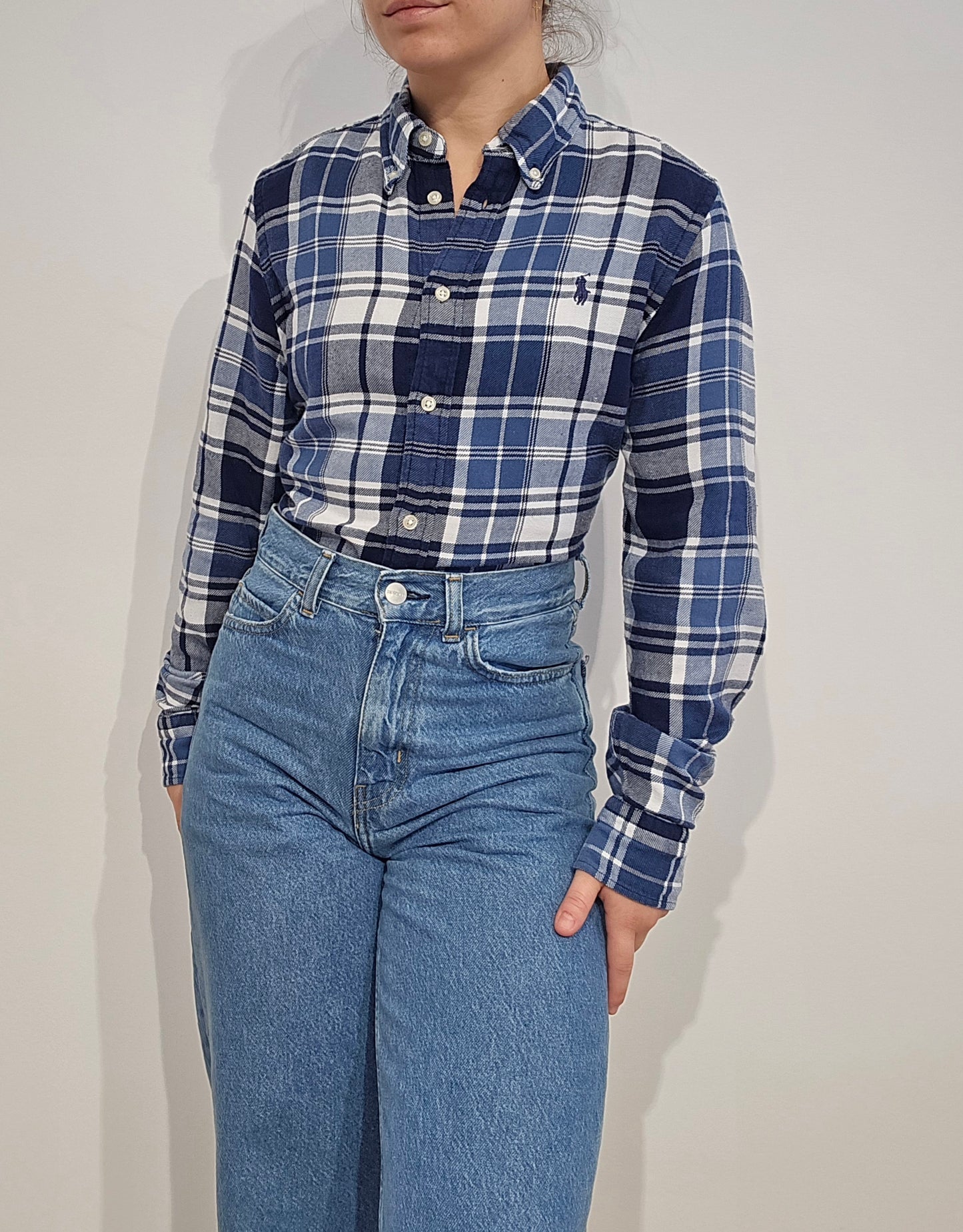 Chemise classic fit à carreaux bleu - M