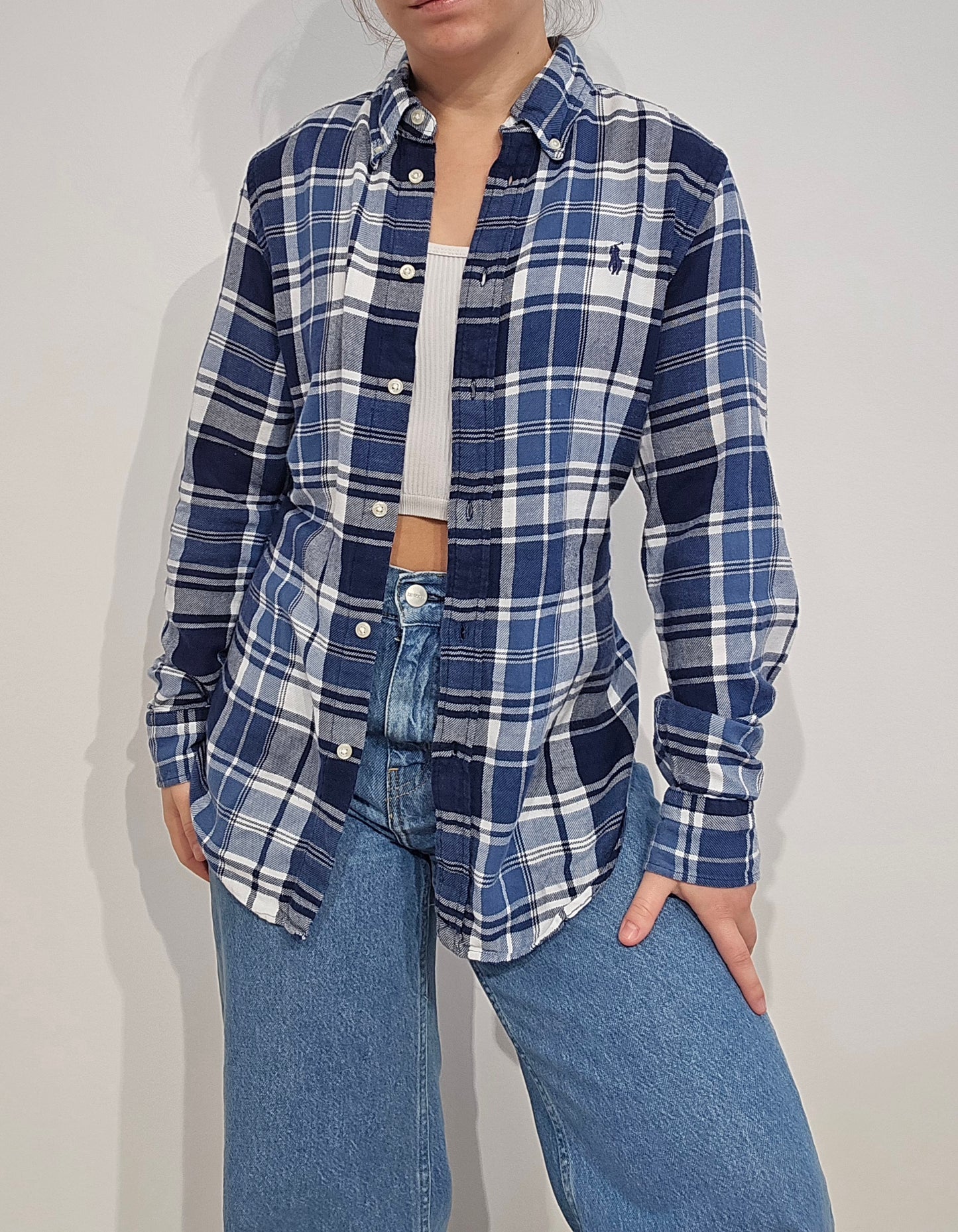 Chemise classic fit à carreaux bleu - M