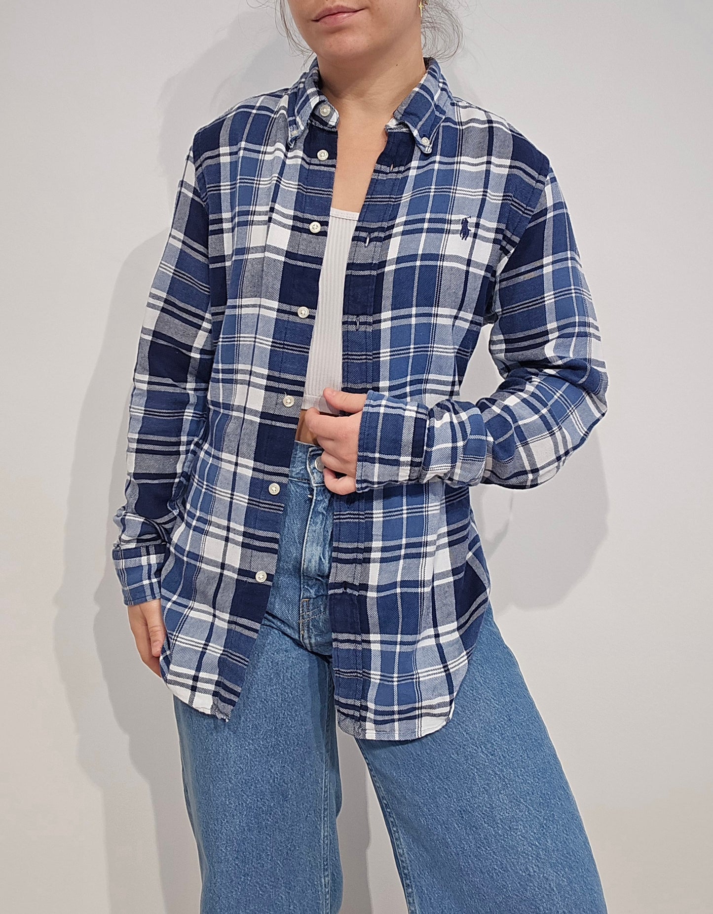 Chemise classic fit à carreaux bleu - M