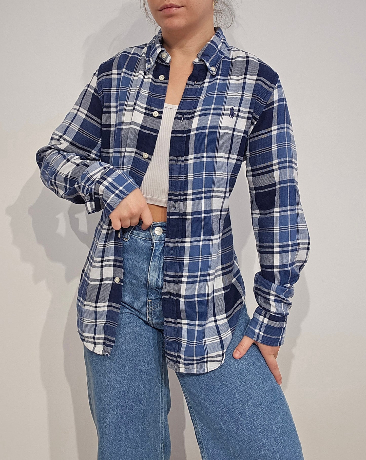 Chemise classic fit à carreaux bleu - M