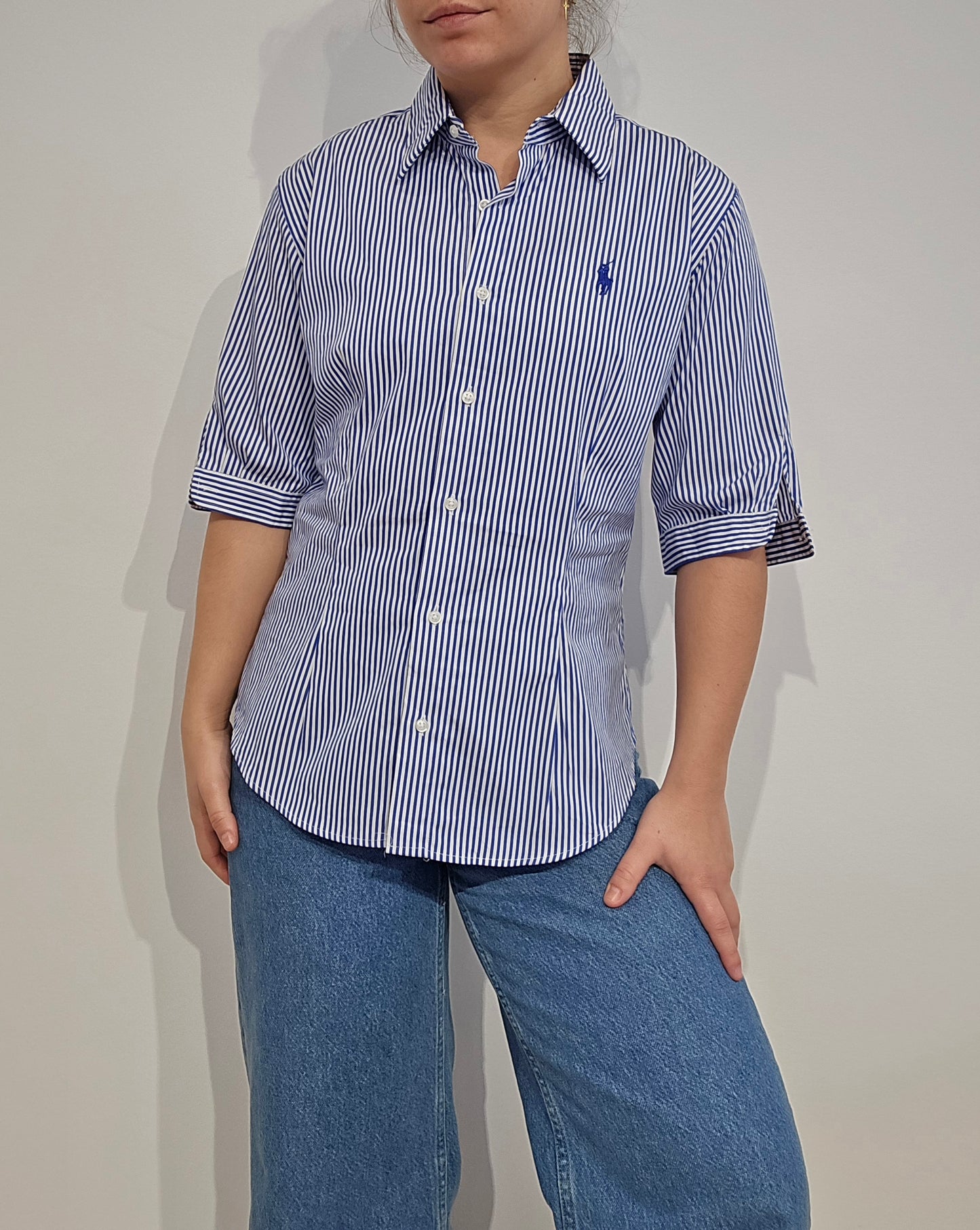 Chemise silm fit à rayures bleu - XS