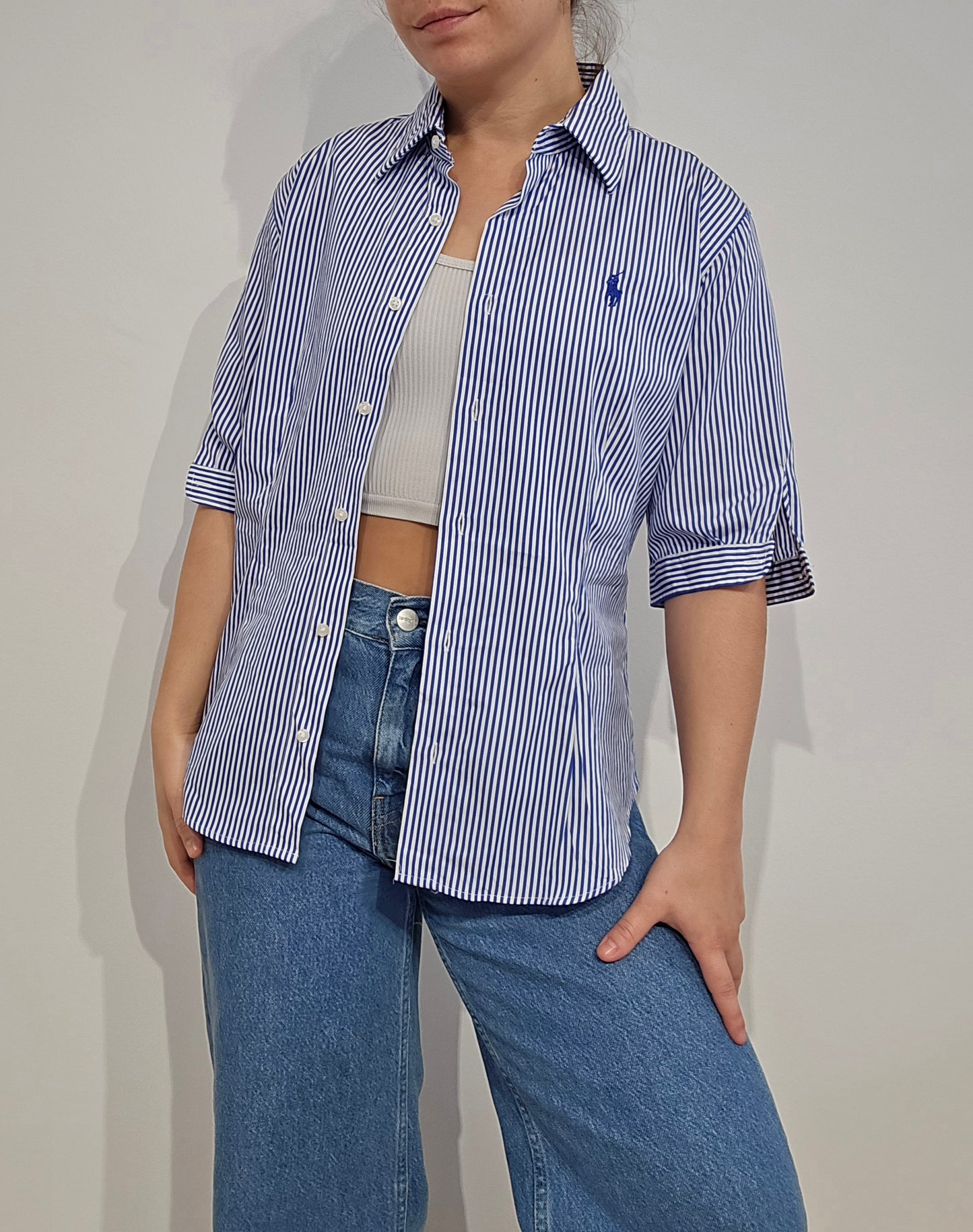 Chemise silm fit à rayures bleu - XS