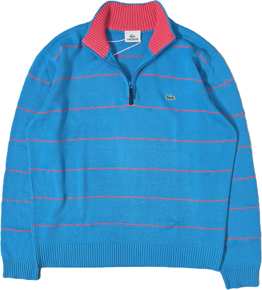 Pull camionneur bleu à rayures fushia - L