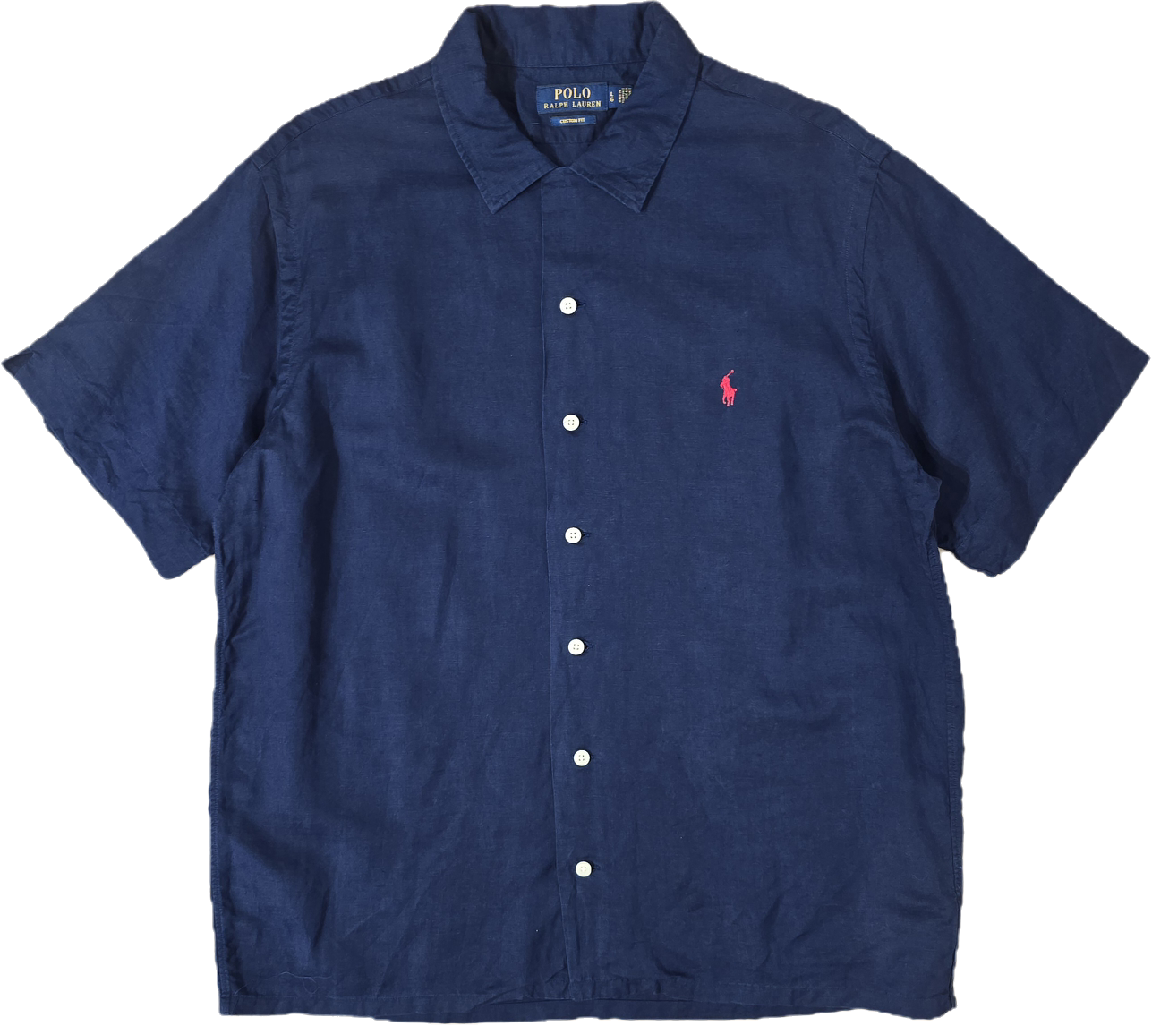 Chemise custom fit en lin marine - XL