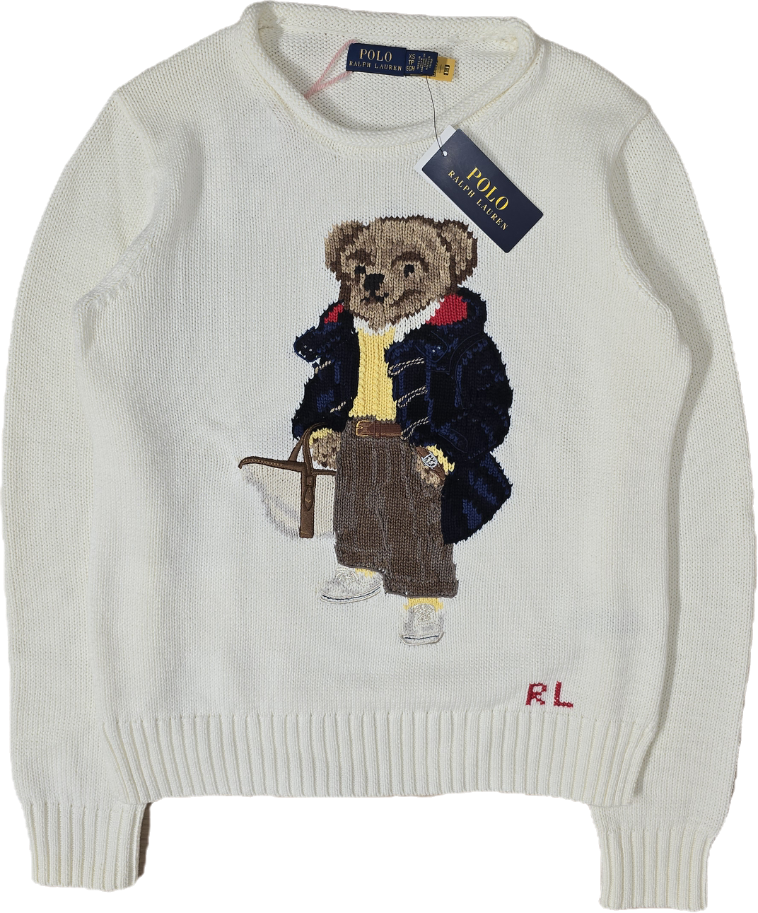 🏷 NEUF : Pull en maille crème polo bear brodé de collection - XS