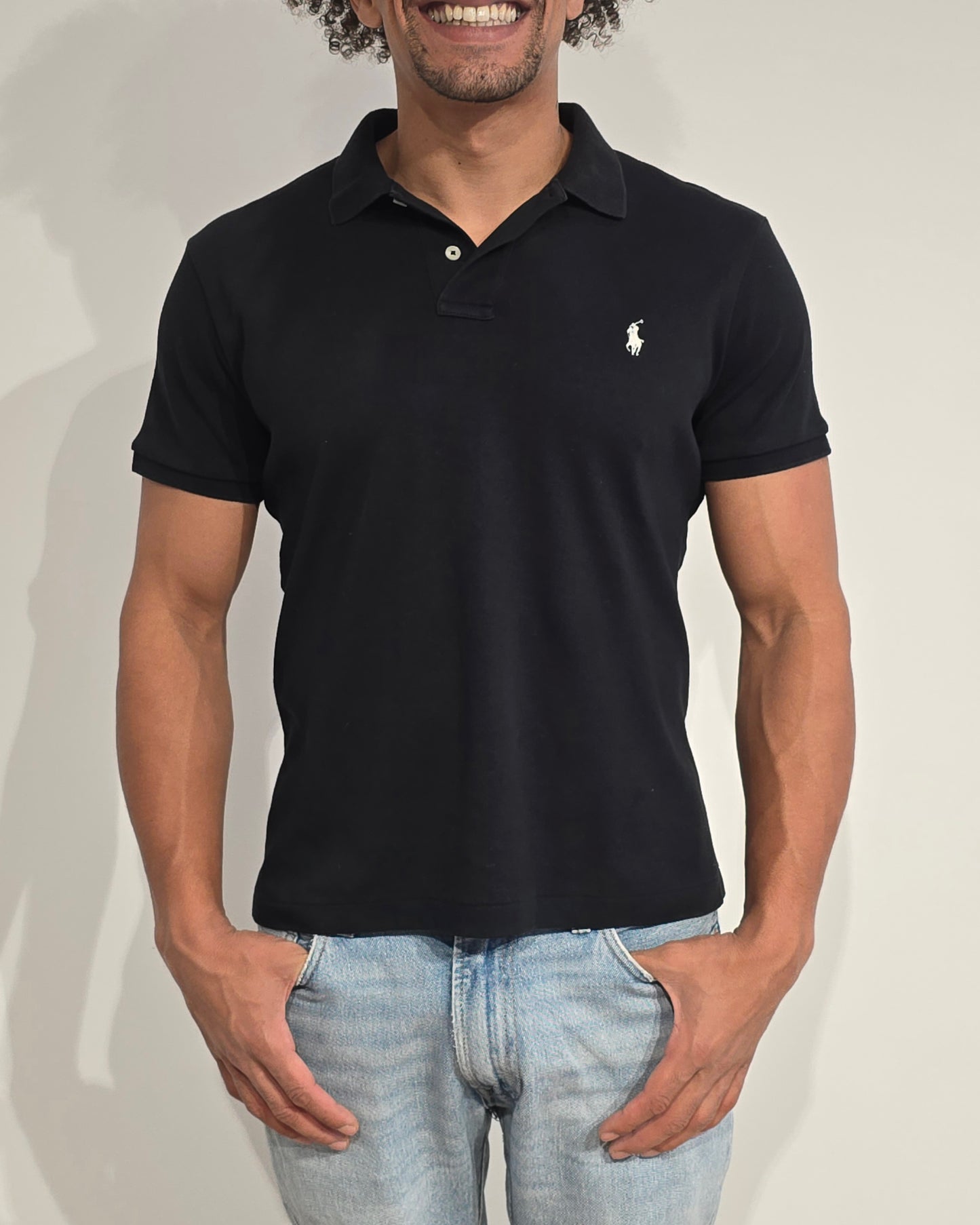 Polo classic fit en coton noir - S