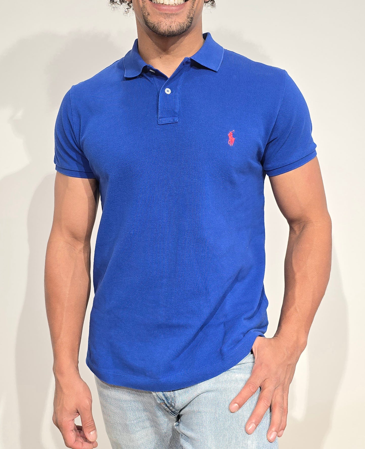 Polo classic fit en coton bleu - S/M
