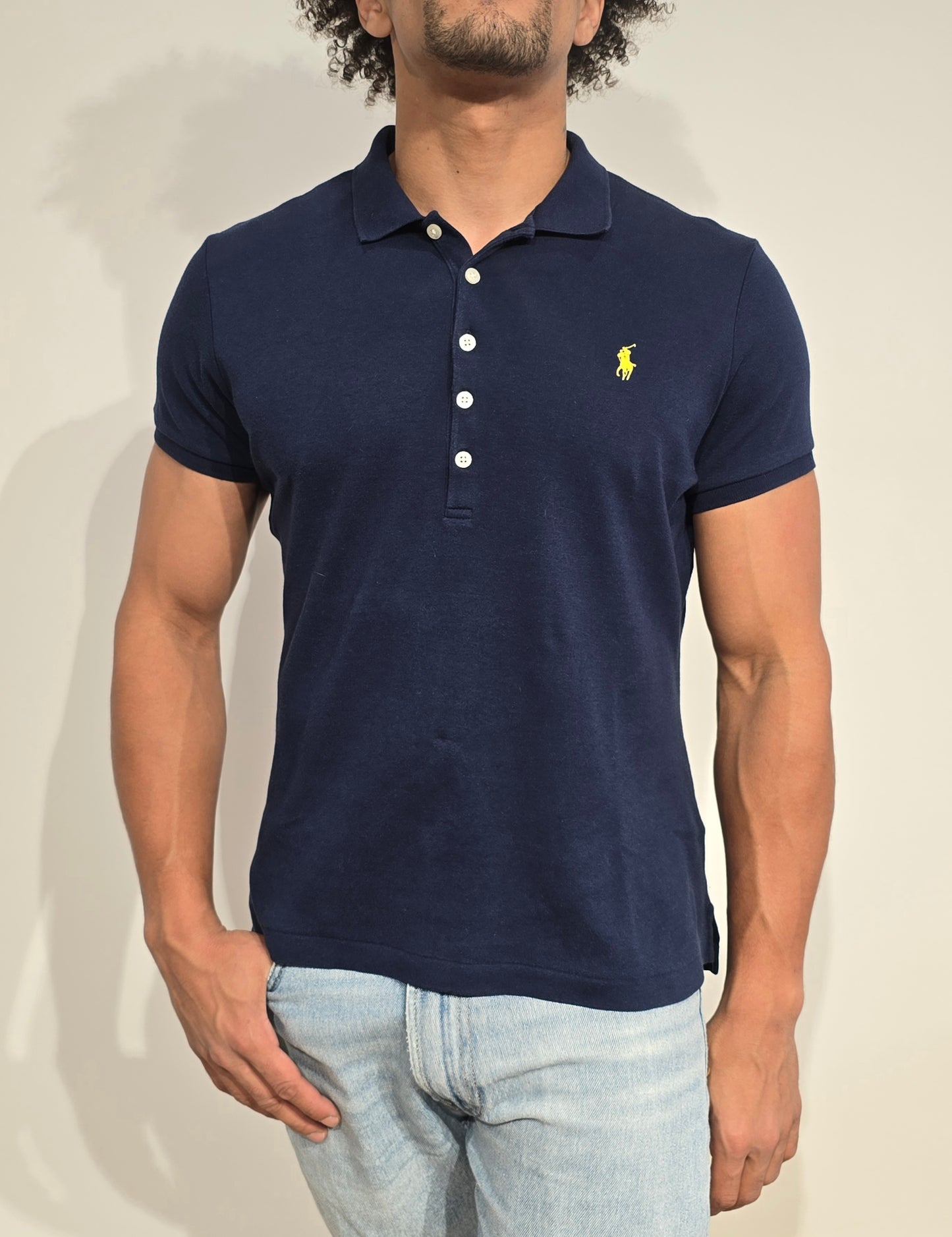 Polo silm fit en coton marine - S