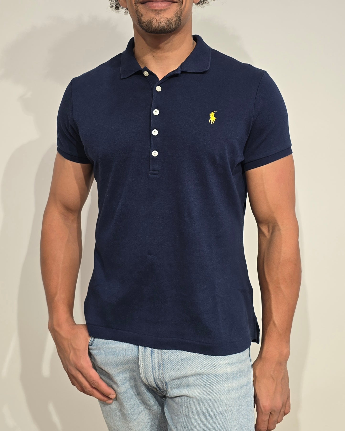 Polo silm fit en coton marine - S