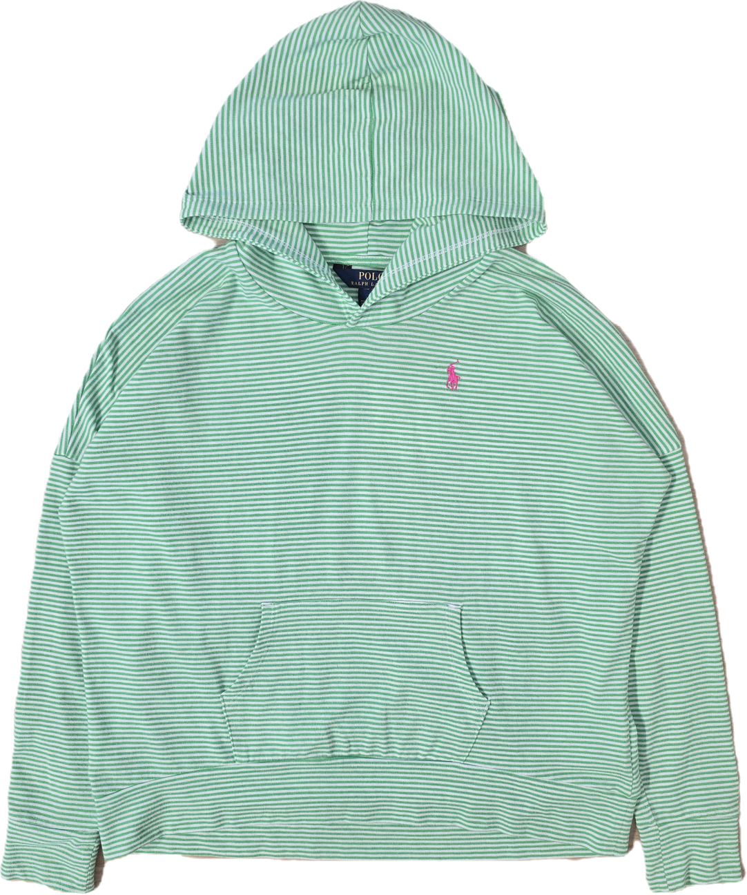 Sweat à capuche léger à rayures vertes - S