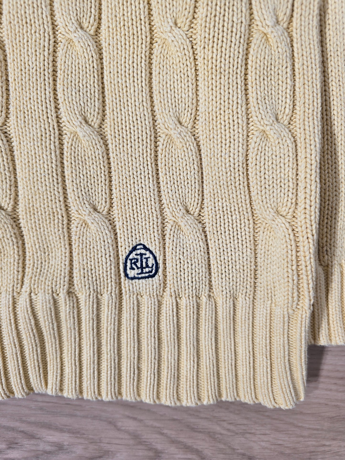 Pull en maille torsadée jaune vintage - M/L