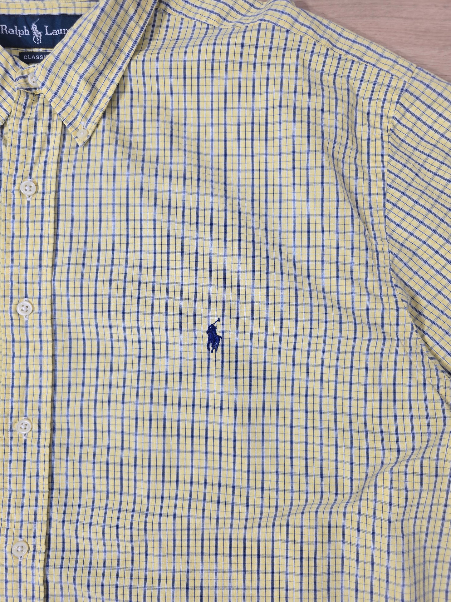 Chemise unie en coton à carreaux jaune - XXL