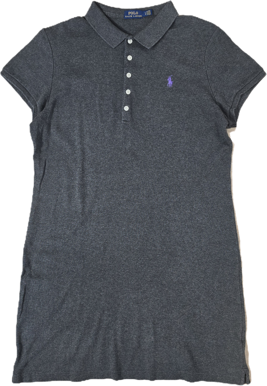 Robe polo en coton gris - L