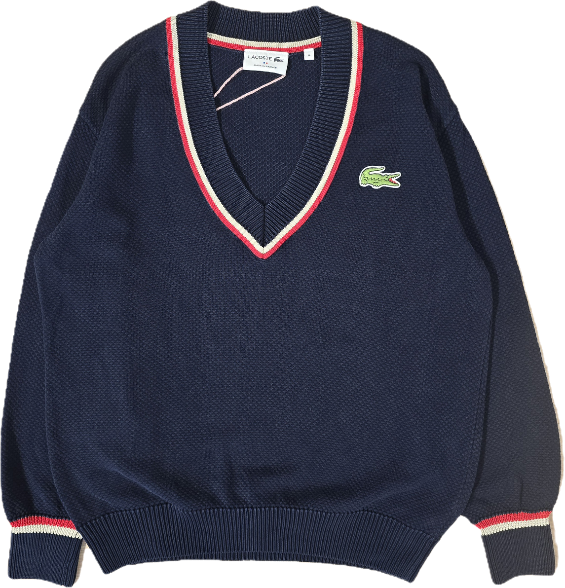 Pull col V bleu marine Fabriqué en France - M