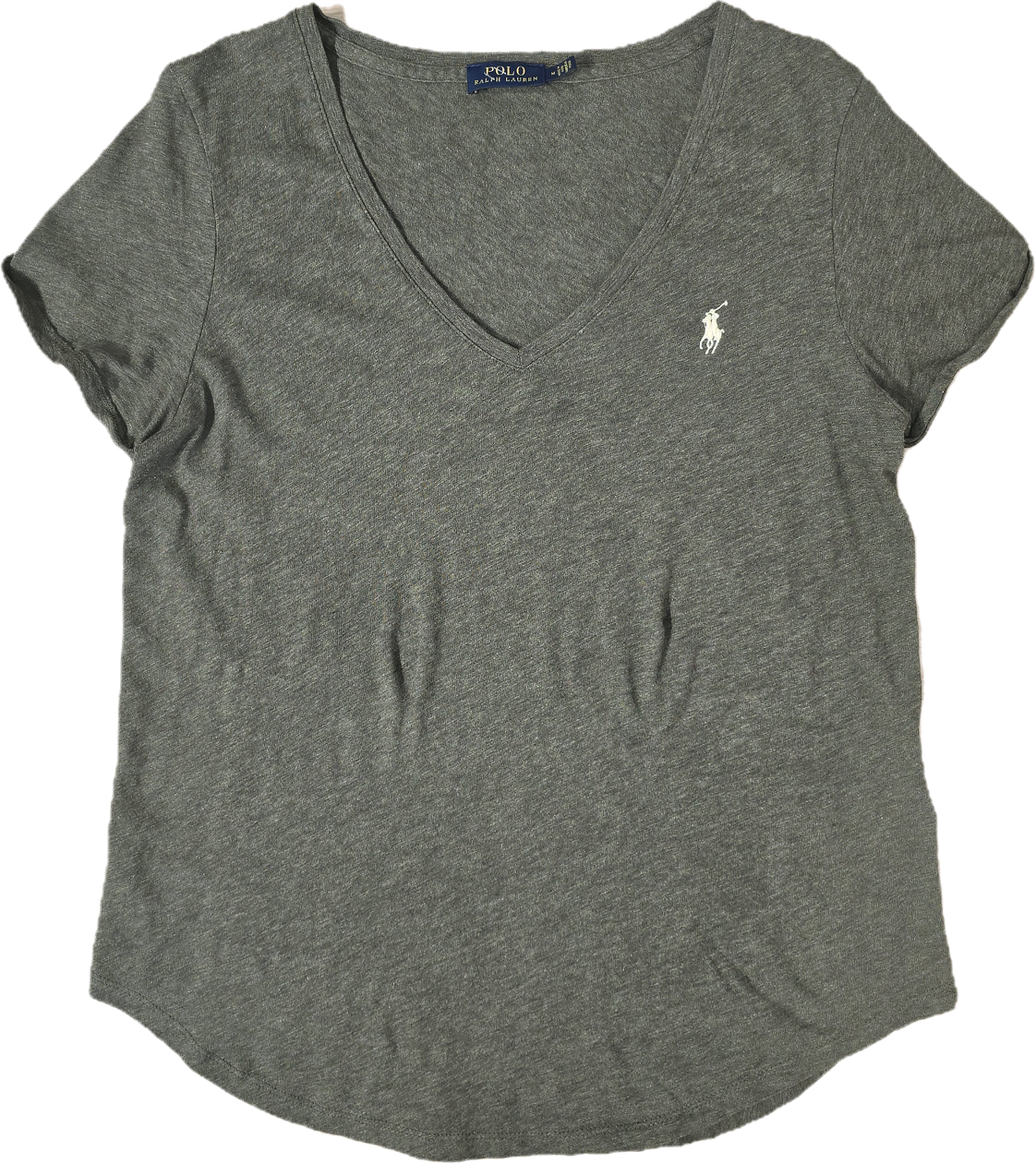 Tee-shirt col V en coton gris - M/L