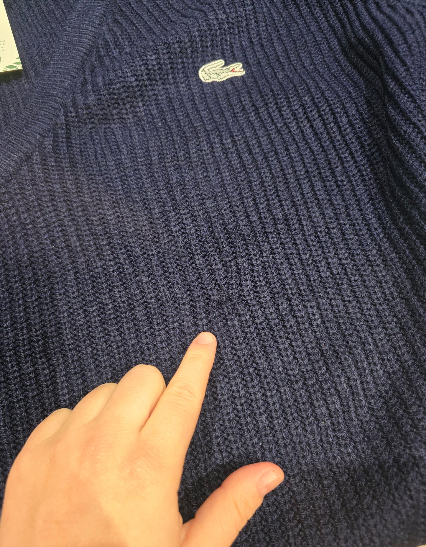 Pull col V en maille bleu marine des années 80' - XL