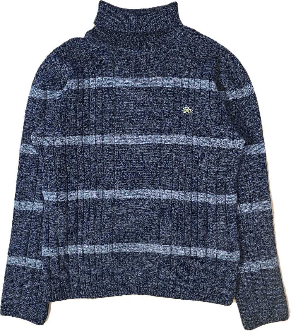 Pull col roulé en laine bleu des années 80' - XS