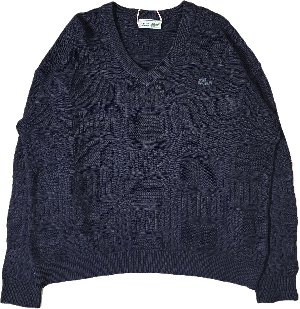 Pull col V marine des années 80' made in France - L