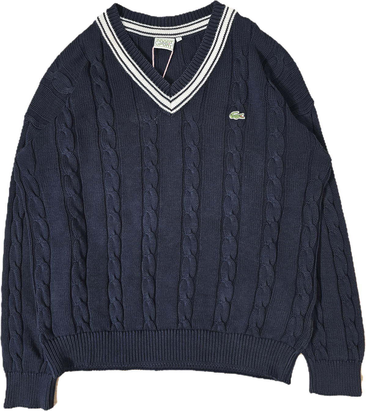 Pull en maille torsadée marine des années 90'- XL