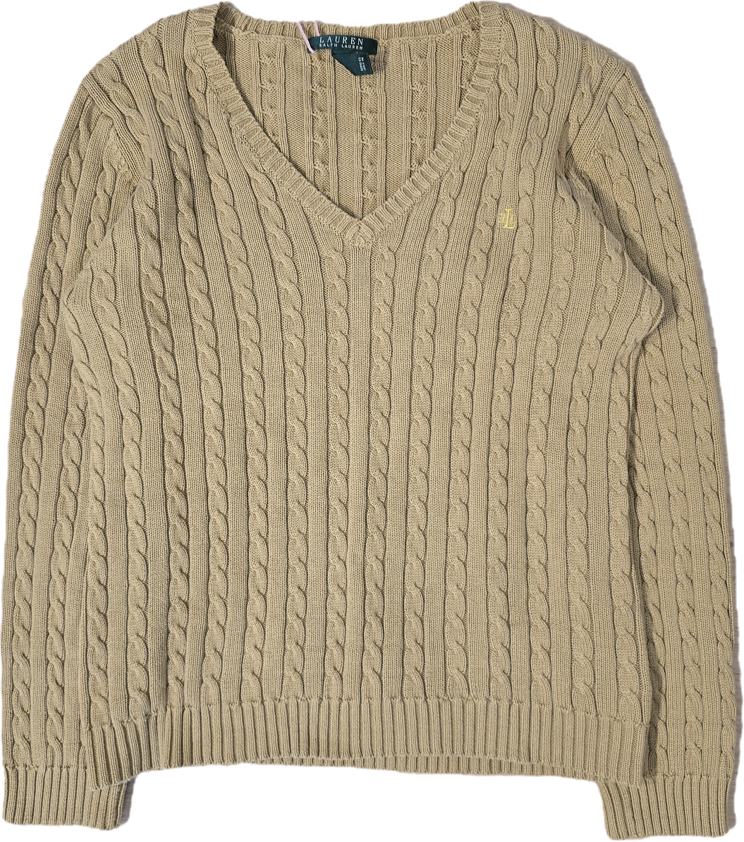 Pull en maille torsadée marron collection RLR - L