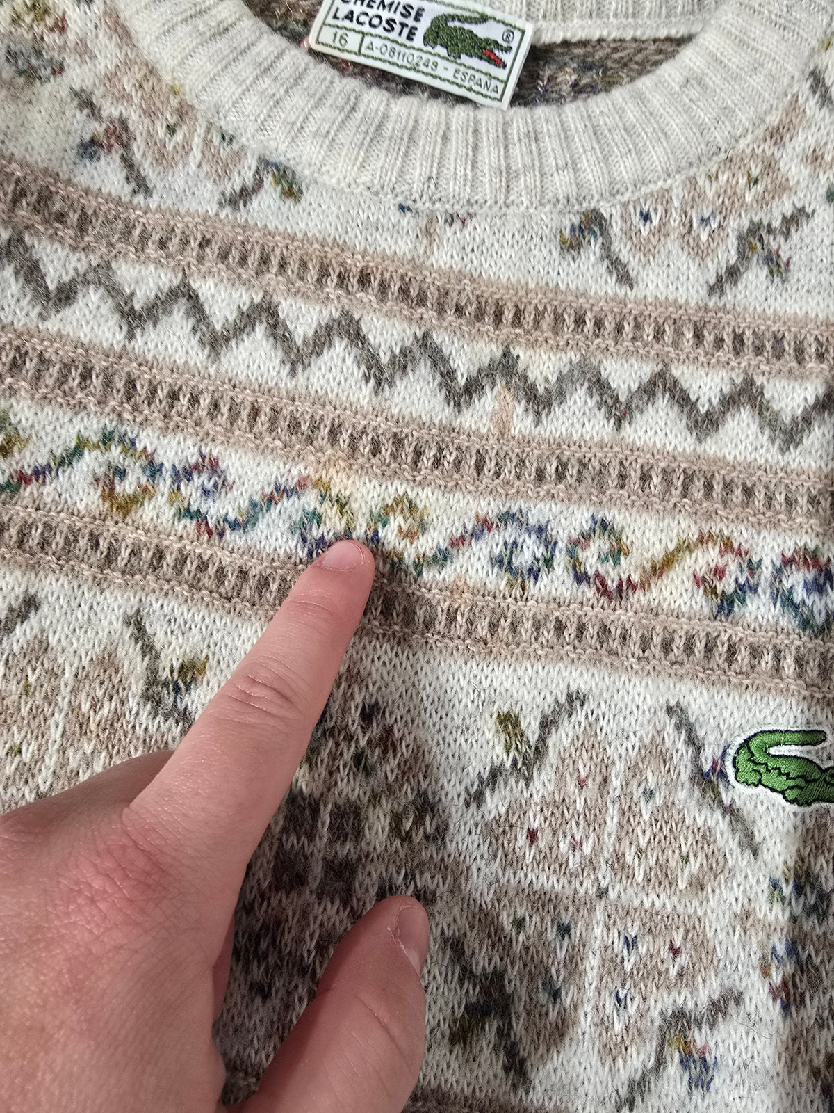 Pull vintage à motifs des années 80' Fabriqué en Espagne - XS