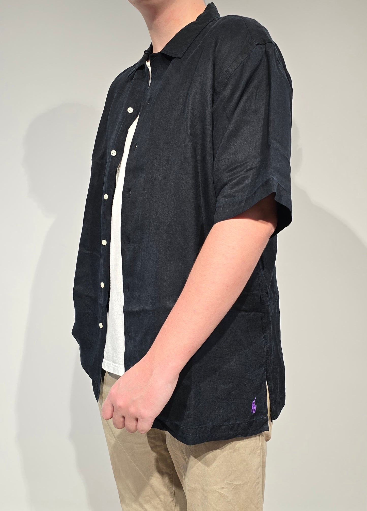Chemise en lin et soie noir - XL