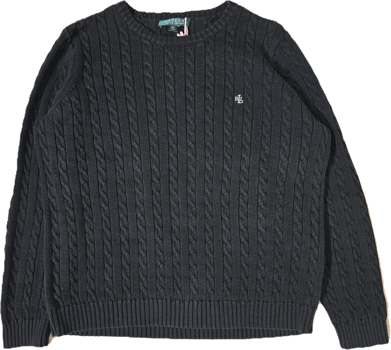 Pull en maille torsadée noir - L/XL