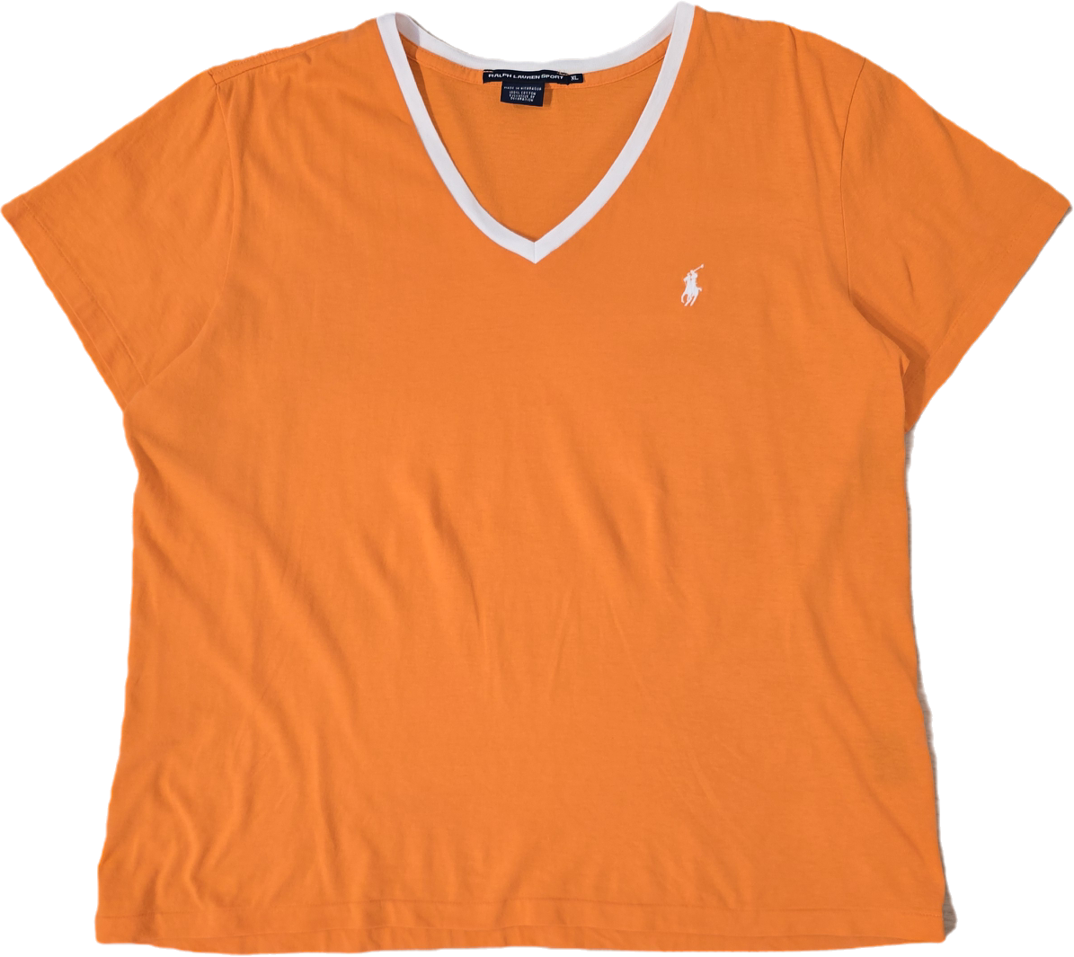 Tee-shirt col V uni orange - XL