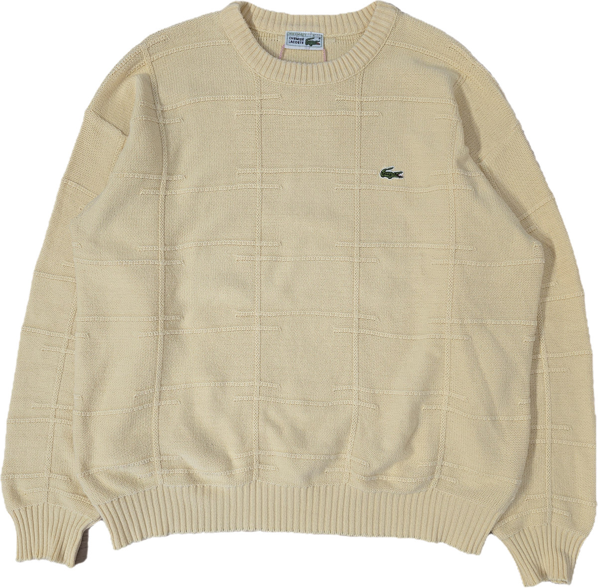 Pull en maille légère jaune poussin des années 80' Fabriqué en France - XL