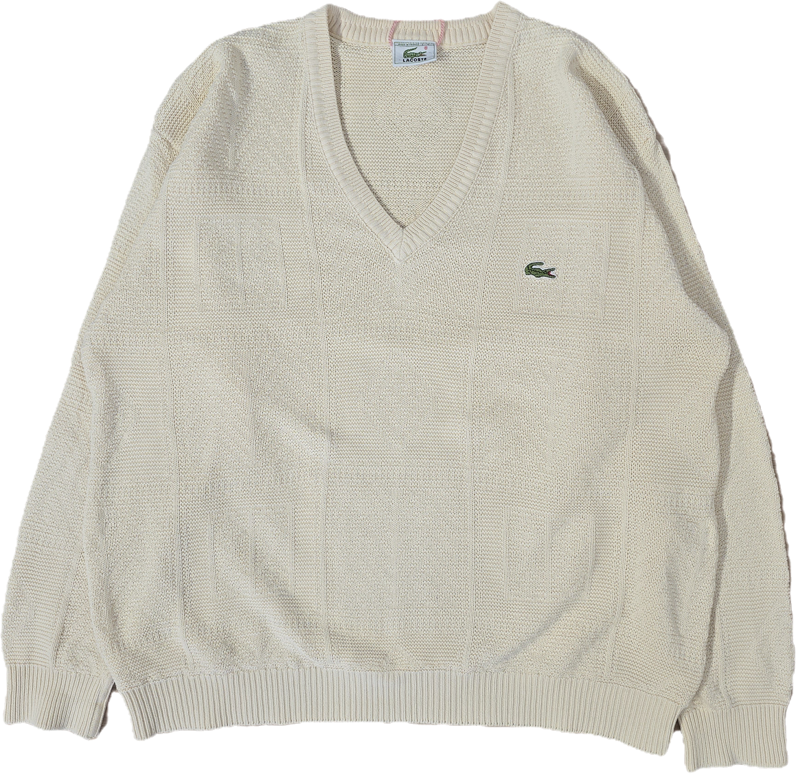 Pull col V crème des années 80' fabriqué en france - L/XL
