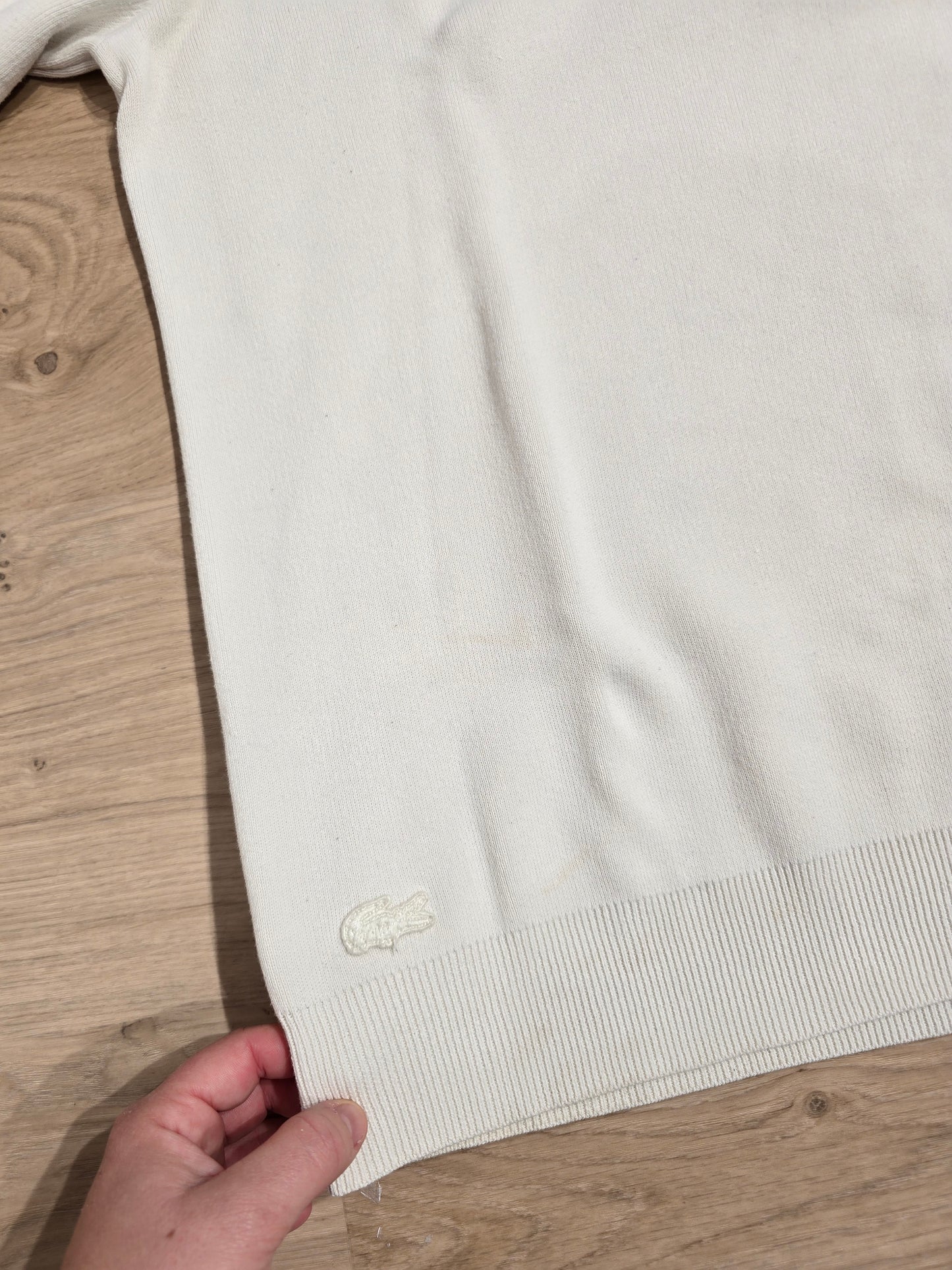 Pull original en coton blanc brodé "une crocodelle" - XL