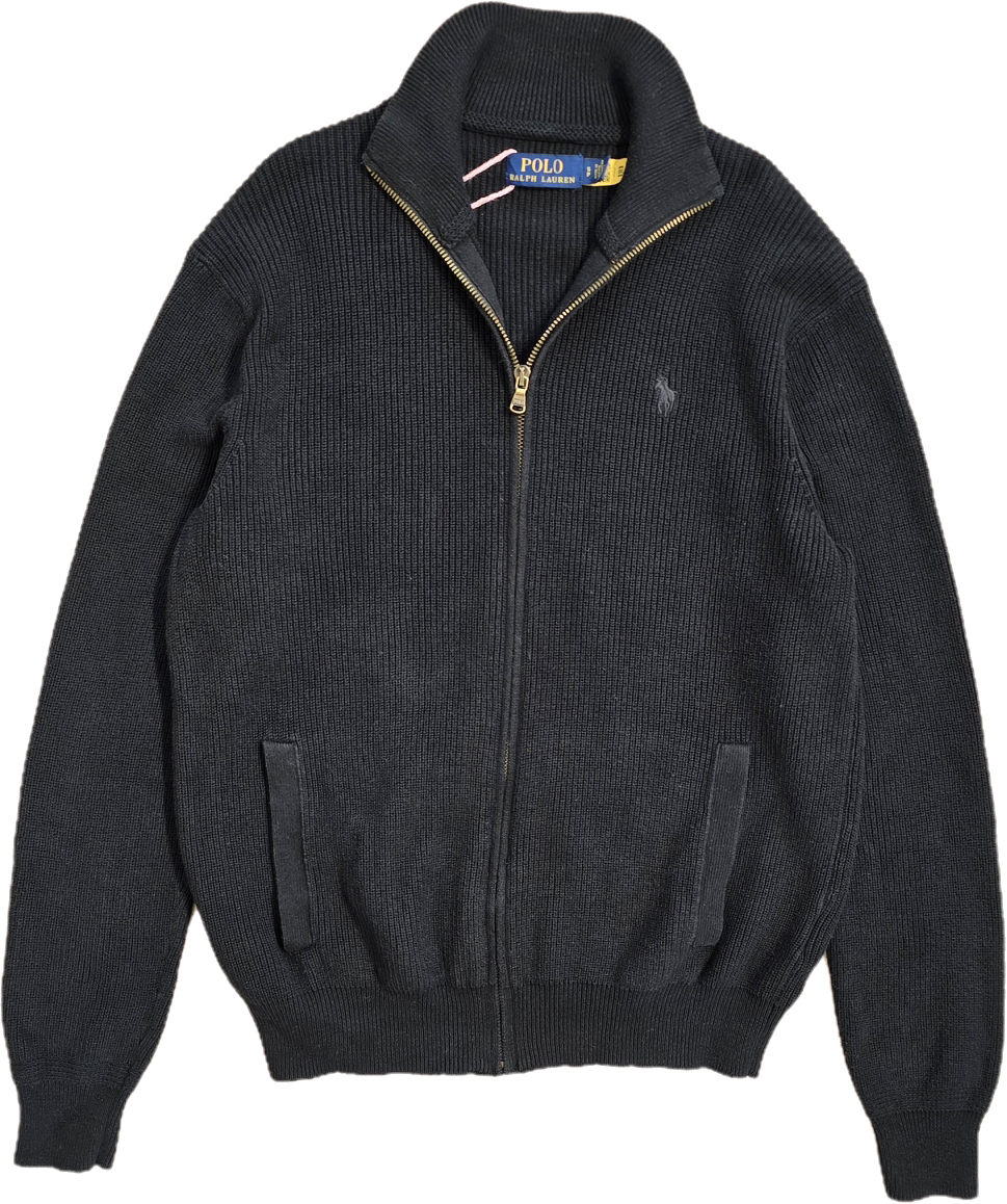 Veste en maille côtelée noire - S