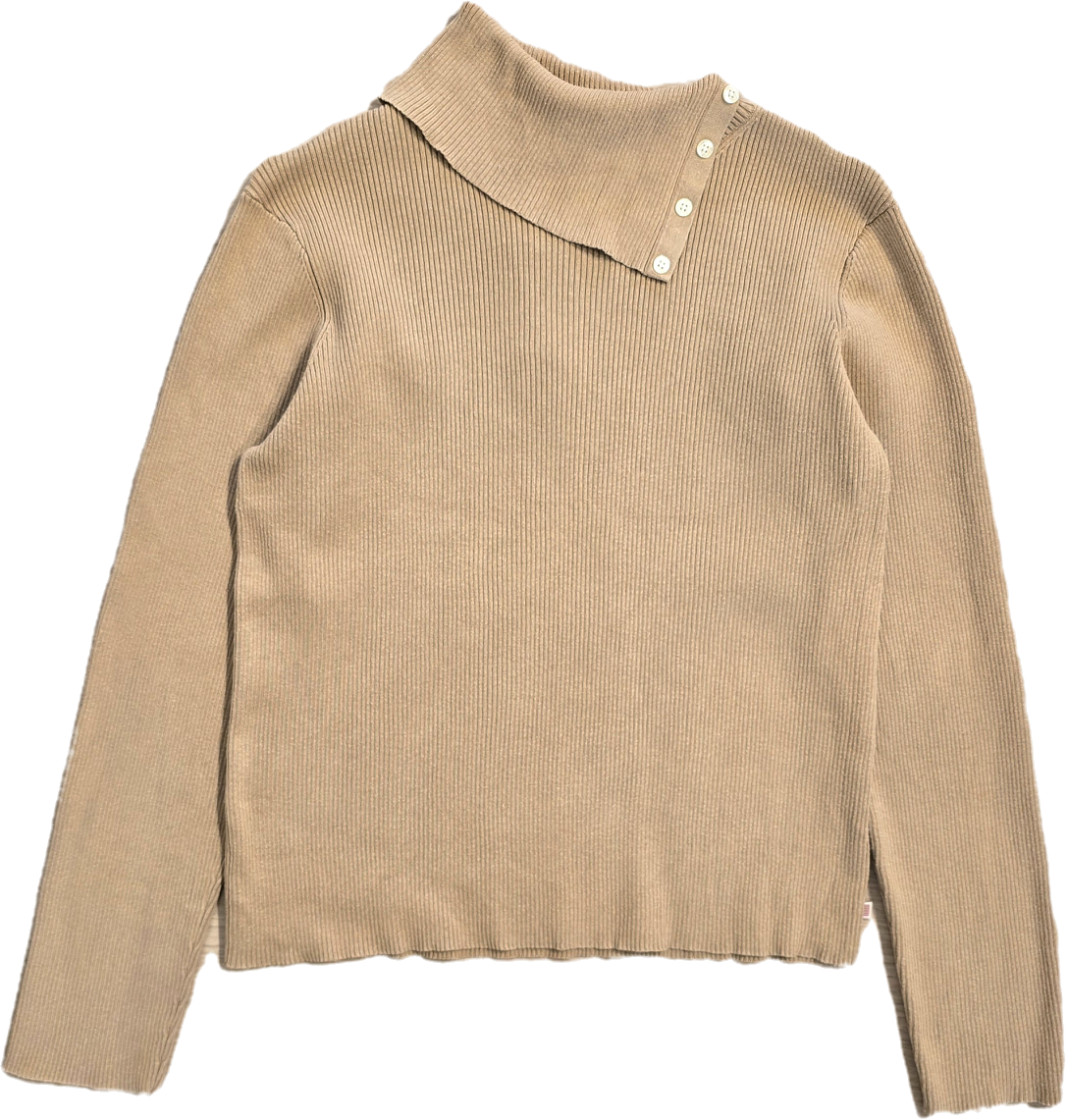 Pull col montant camel - S