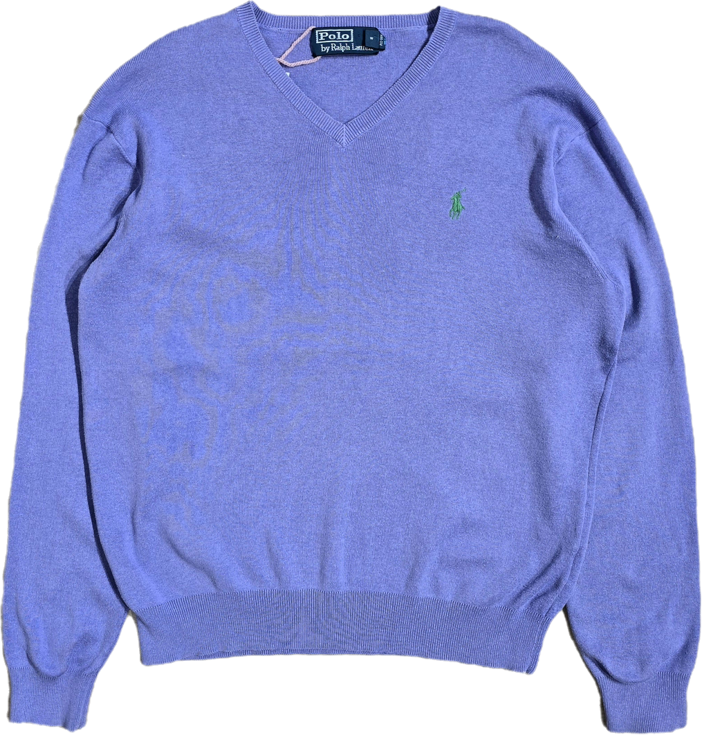 Pull col V en coton violet - S