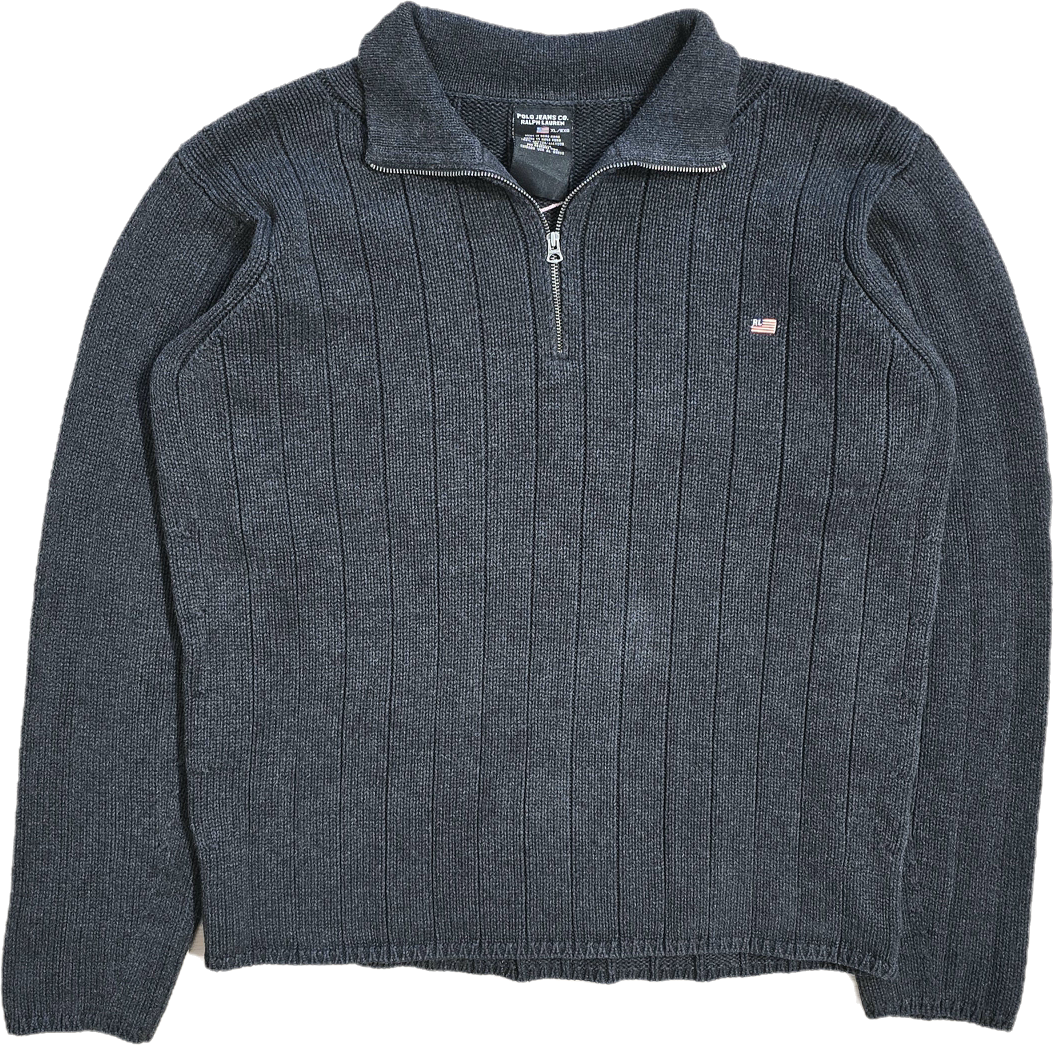 Pull camionneur en maille marine des années 90' - XL