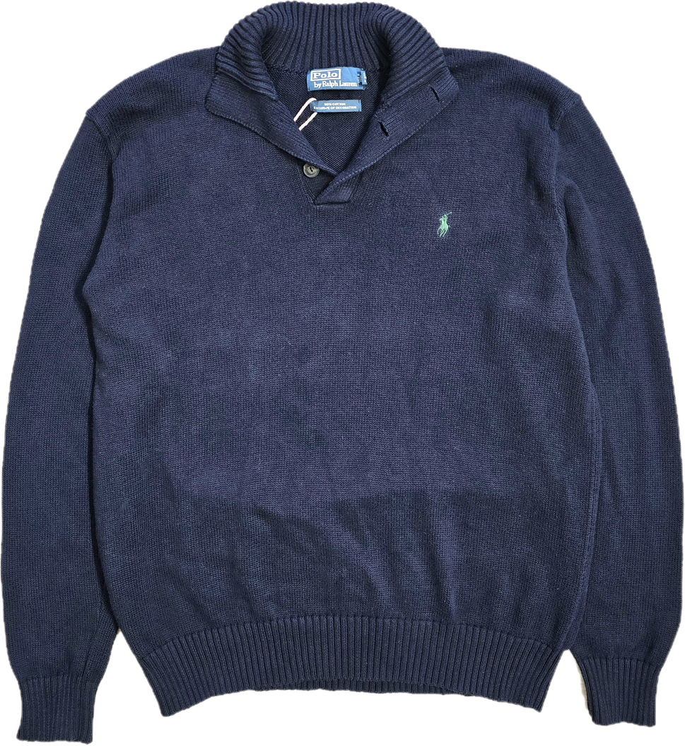Pull col boutonné marine - XL