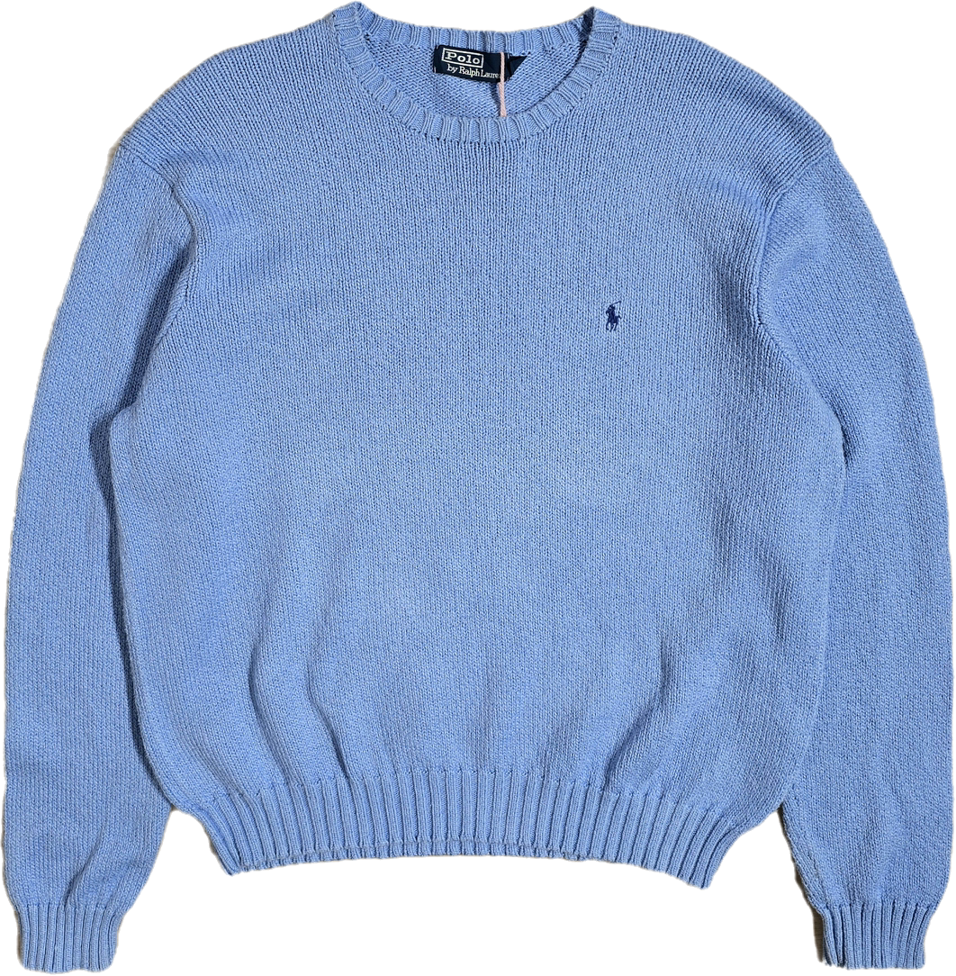 Pull col rond en maille bleu ciel - XXL
