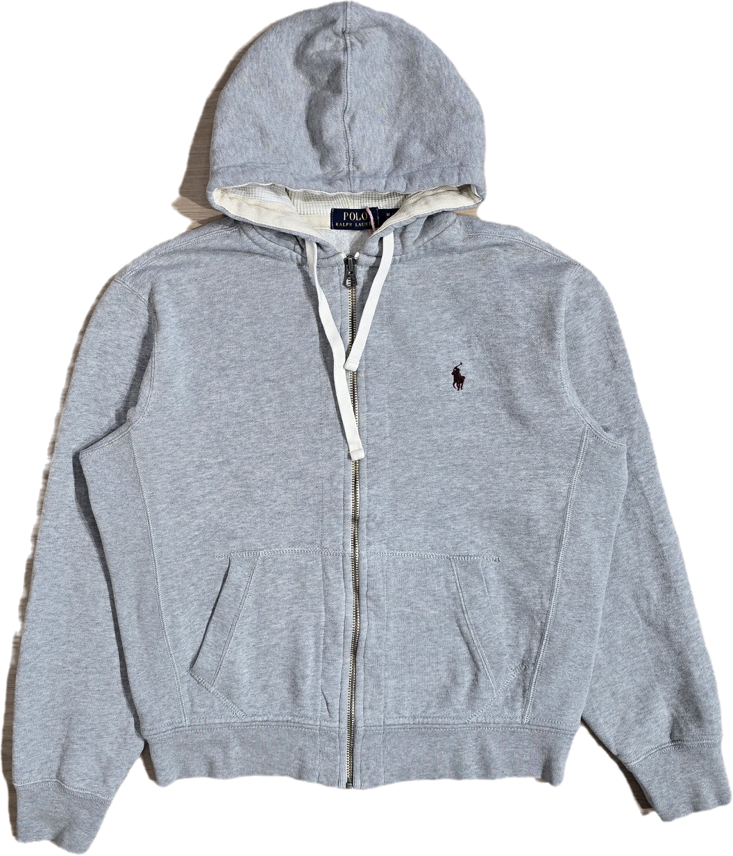 Sweat à capuche en coton gris - S