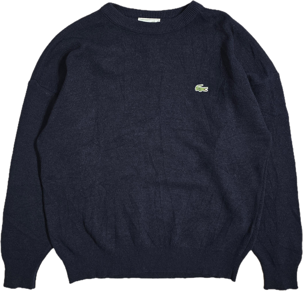 Pull col rond en maille marine des années 80' - M/L